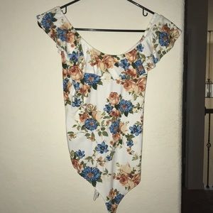 White flowered body suit